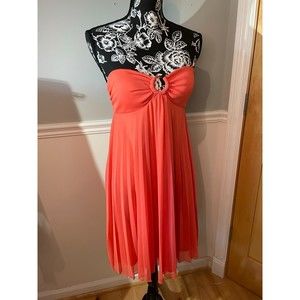 Orange Strapless mini dress